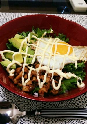 お手軽！１０分でロコモコ風照焼きチキン丼-レシピのメイン写真