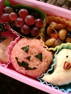 かぼちゃとお化けの簡単ハロウィンデコ弁当-レシピのメイン写真