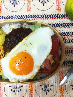 曲げわっぱ ロコモコ弁当-レシピのメイン写真