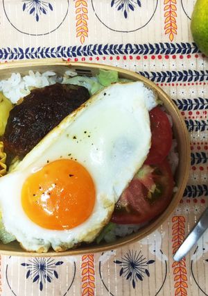 曲げわっぱ ロコモコ弁当-レシピのメイン写真