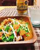 から揚げと水菜のおろしドレサラダ