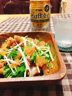 から揚げと水菜のおろしドレサラダ-レシピのメイン写真