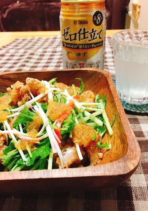 から揚げと水菜のおろしドレサラダ-レシピのメイン写真