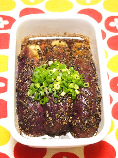 レンジで簡単 焼きなすのにんにく胡麻ダレ-レシピのメイン写真