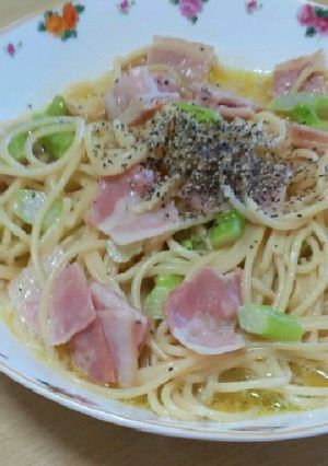 アスパラとベーコンのクリームスープパスタ-レシピのメイン写真