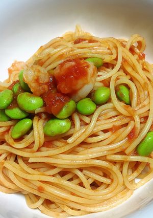 海老と枝豆のトマトパスタ-レシピのメイン写真