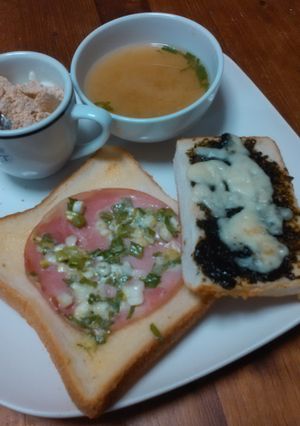 のりの佃煮×チーズ＆マヨネギハムトースト-レシピのメイン写真
