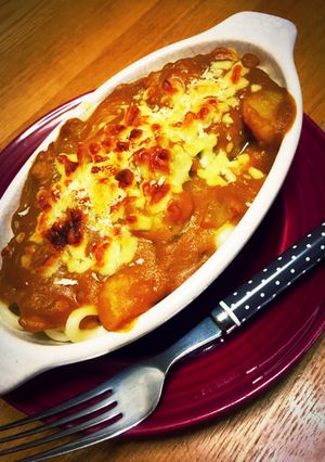カレーリメイク☆カレーうどんグラタン風-レシピのメイン写真