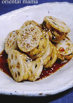 きくらげ入りの蓮根肉詰め米粉揚げ♪-レシピのメイン写真