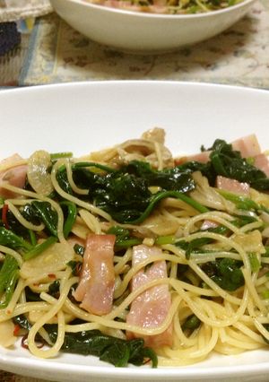 ほうれん草たっぷりペペロンチーノ♪-レシピのメイン写真