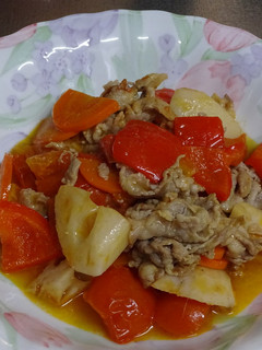 パプリカと蓮根と豚肉のトマト煮-レシピのメイン写真