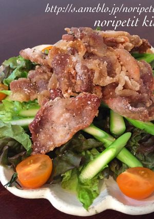豚肉パリッと揚げ♪のっけ盛りサラダ♡-レシピのメイン写真