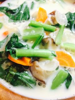 10分でできるコクうま小松菜豆乳スープ-レシピのメイン写真