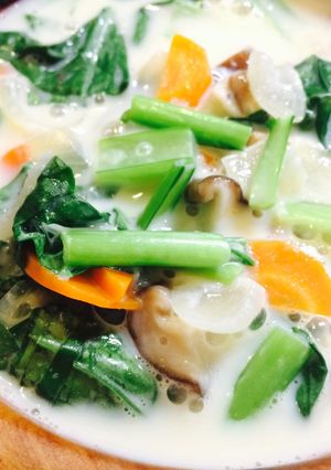10分でできるコクうま小松菜豆乳スープ-レシピのメイン写真