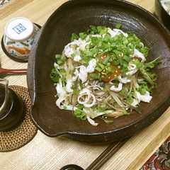 รูปของ 小料理屋の「鶏皮ポン酢」旬の茗荷を使って