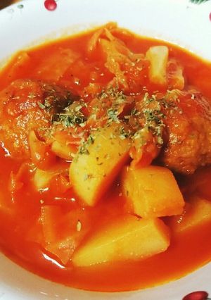 野菜たっぷり肉団子入りトマトスープ♪-レシピのメイン写真