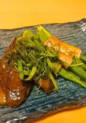茄子とおくらベーコンの白だし焼き-レシピのメイン写真