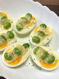 ゆで卵と枝豆のマヨチーズ焼き-レシピのメイン写真