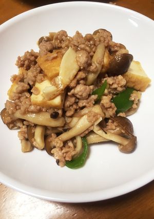 豚ミンチと厚揚げの炒め物♪-レシピのメイン写真