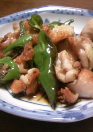鶏皮としし唐のパリパリ炒め　ポン酢がけ-レシピのメイン写真