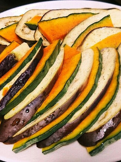 かぼちゃとなすの重ね蒸し(レンジで)-レシピのメイン写真
