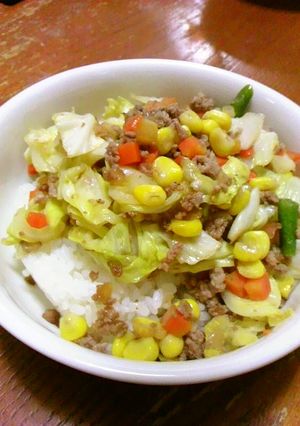 鉄フライパンで作る野菜丼（塩分1.5g）-レシピのメイン写真