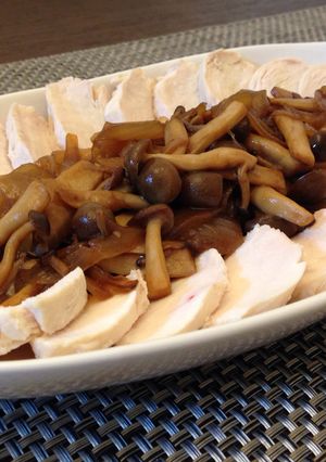 ゆで鶏 バルサミコ醤油キノコソース-レシピのメイン写真