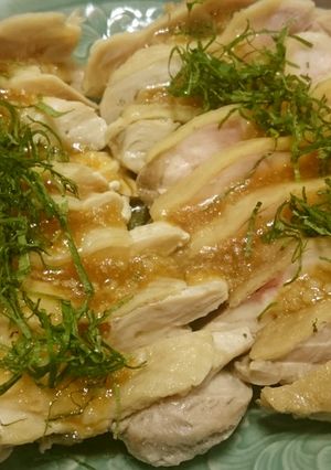 蒸し鶏のポン酢ジュレ大葉添え-レシピのメイン写真