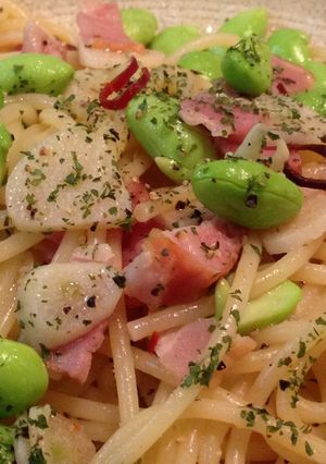 枝豆とベーコンのペペロンチーノパスタ-レシピのメイン写真