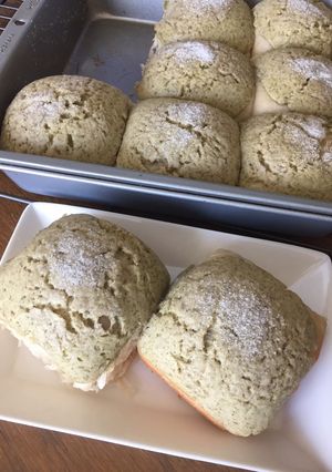 抹茶メロンパン(ちぎりパン) 卵なし ♬-レシピのメイン写真