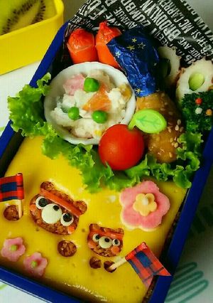 100均クマ型で簡単♪運動会応援弁当♡-レシピのメイン写真