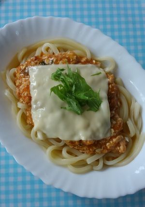 あまった麻婆豆腐deピリ辛チーズうどん♪-レシピのメイン写真