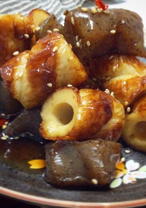 ピリ辛◎こんにゃくとちくわの照り焼き-レシピのメイン写真