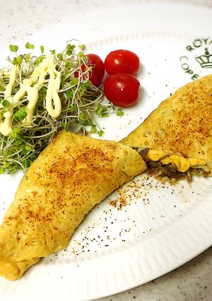 残ったきんぴらごぼうでチーズオムレツ-レシピのメイン写真