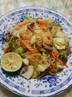 麺もちもち!シーフードと豚肉で塩焼きそば-レシピのメイン写真