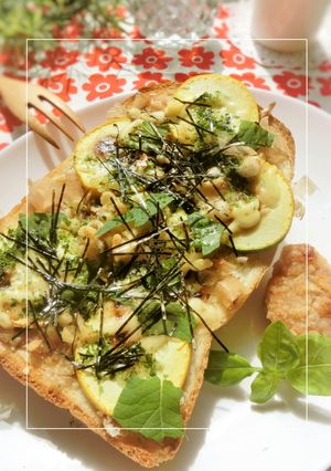 ズッキーニのお好み焼き風お手軽和トースト-レシピのメイン写真
