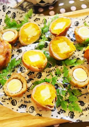 チーズ入りかぼちゃの肉巻きボール-レシピのメイン写真