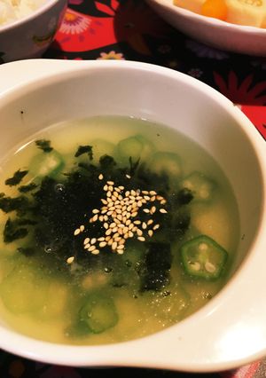 2歳の子供も大好き★オクラと海苔のスープ-レシピのメイン写真