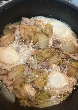 白菜と豚肉とおあげの卵落とし-レシピのメイン写真
