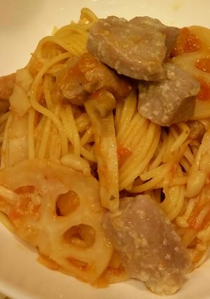 マグロとレンコンの簡単トマトパスタ♪♥-レシピのメイン写真