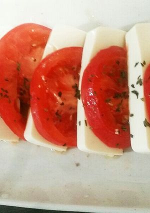 ３分でできる豆腐とトマトのカプレーゼ風♡-レシピのメイン写真