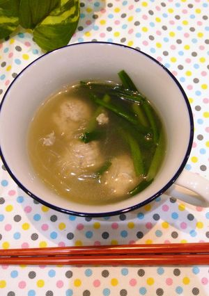 キヌア肉団子のニラと春雨のスープ-レシピのメイン写真