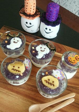 ミルクプリンとかき氷蜜のハロウィンゼリー-レシピのメイン写真