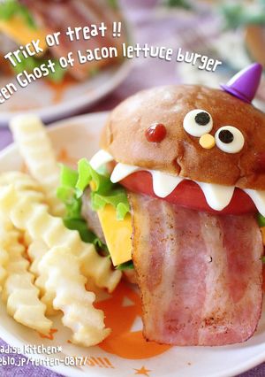 ハロウィンおばけデコバーガー-レシピのメイン写真