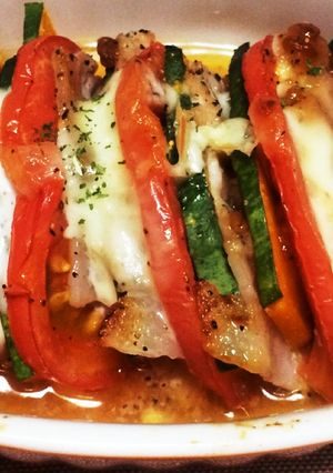 かぼちゃ豚肉トマトの重ね焼き-レシピのメイン写真