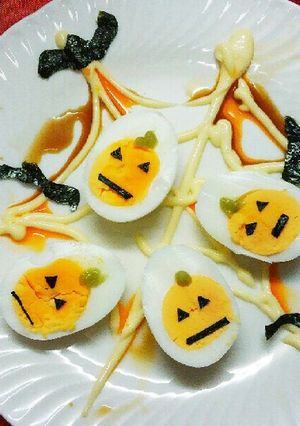 ゆで玉子でハロウィン　デビルドエッグ風-レシピのメイン写真