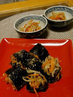 人参ともやしのナムルでキンパ(ご飯も)-レシピのメイン写真