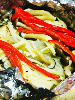 ササミとキノコ野菜のホイル焼き-レシピのメイン写真
