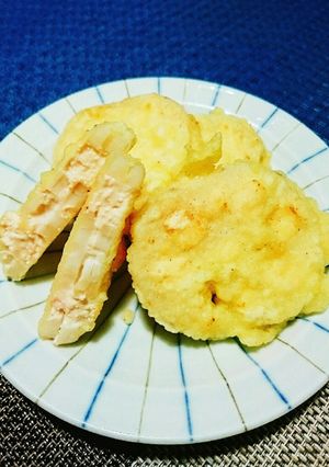 れんこん◎明太クリームチーズ◎天ぷら-レシピのメイン写真