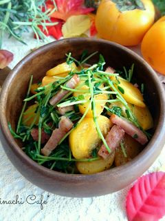 柿と豆苗のベーコンペッパー炒め-レシピのメイン写真